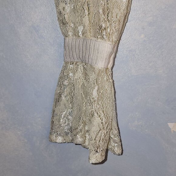 FREE PEOPLE Long Sleeve Lace Blouse with Ruffle Front Button - Picture 10 of 10